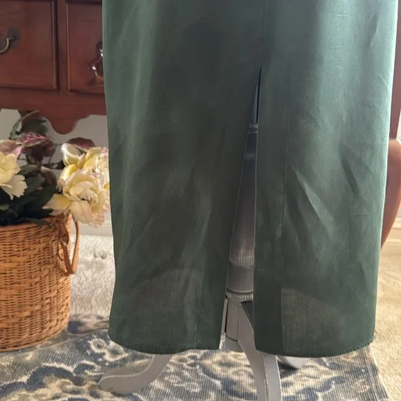 Zara Belted Midi Dress Bottle Green Size Large - Picture 12 of 13